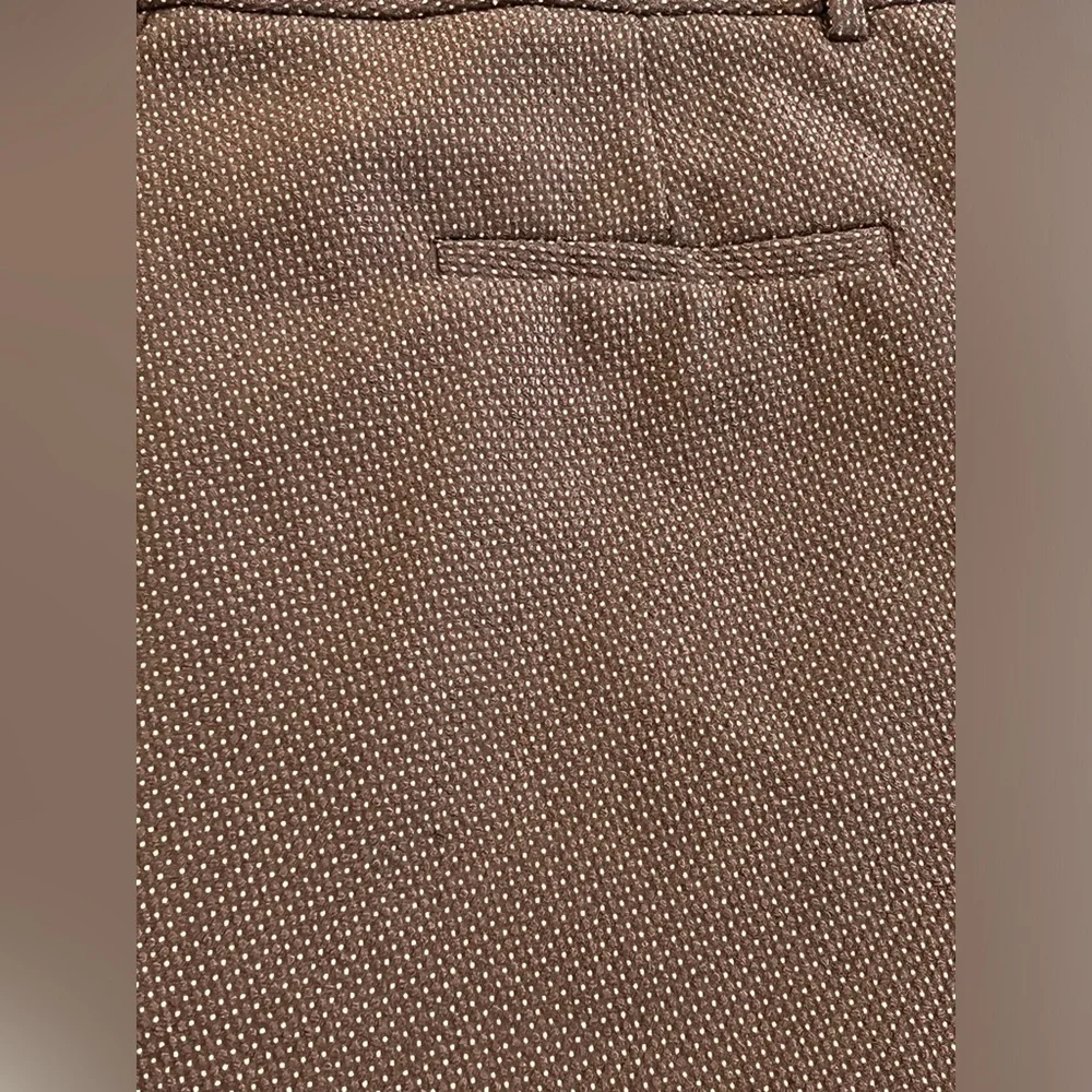 Zara women’s trousers Brown with tiny‎ cream dots size 10